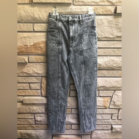 Isabel Marant Etoile Pantalon Hominy Gray High Waist Acid Stone Wash Jeans 38 4 - Picture 11 of 14